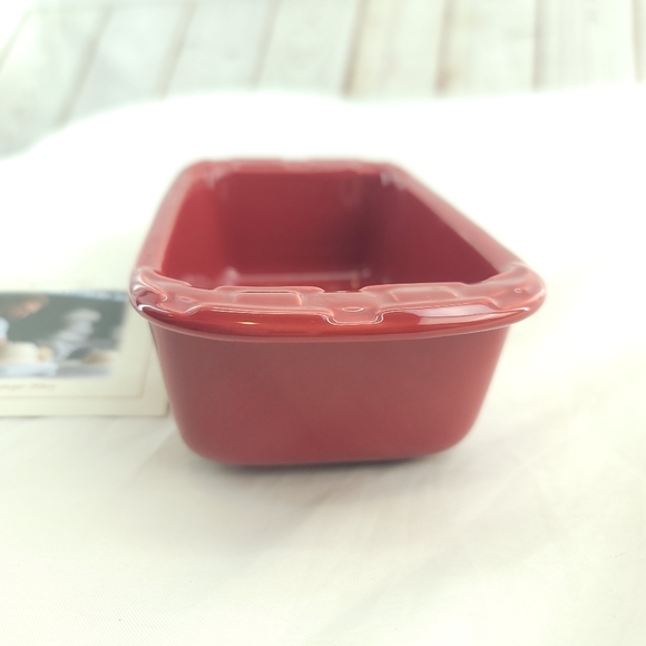Longaberger 3162060 Tomato Woven Traditions Ceramic Glossy Loaf Dish Small - Picture 3 of 8
